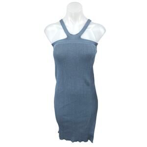 Jonathan Simkhai Blue Rib Knit Sleeveless Cami Camisole Mini Tank Dress Size S